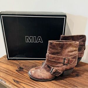 MIA weathered ankle boots; like brand new; ankle booties